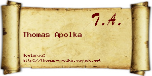 Thomas Apolka névjegykártya